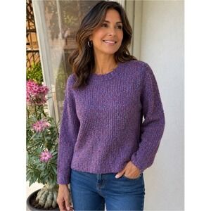 CENY.‎ Funky purple/lilac/ metallic knit high/low sweater. Round neck. Sp…